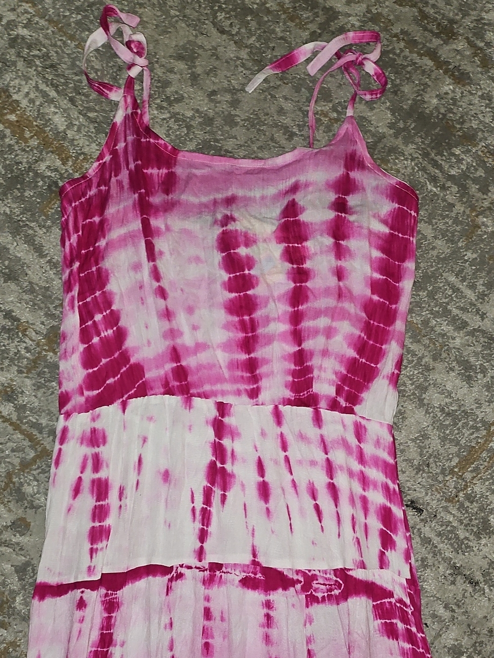 Young USA Pink Tie-Dye Maxi Dress with Tie Straps Large - Picture 2 of 7